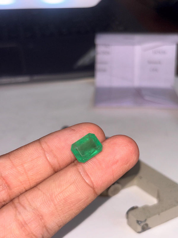 5.15 Carats 14k Emerald Men Ring, Natural Rich Vivid Emerald, Yellow Solid Gold