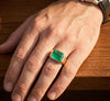 5.15 Carats 14k Emerald Men Ring, Natural Rich Vivid Emerald, Yellow Solid Gold