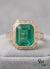 Emerald Cut Natural Emerald And Baguette Ring