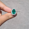 custom order for valeriy 14k yellow gold natural pear emerald and diamond ring and emerald earrings