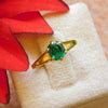Cushion Cut Natural Emerald 2 carat Engagement Ring in 14K Gold Minimalist Fine Jewelry