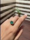Timeless Emerald Cut Three-Stone Natural Emerald Ring with Baguette Diamonds in 14k Gold