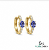 Oval Tanzanite Huggie Hoop Earrings - Fine Jewelry Gift for Women