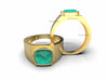Sugarloaf Zambian Emerald Mens Ring: 18k Gold May Birthstone
