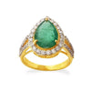 Natural Emerald Engagement Ring / Natural Emerald Ring / Diamond 14K Solid Gold Engagement Ring / Pear Emerald Ring/ valentine day gift