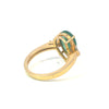 I.G.I Certified Natural Pear Emerald And Baguettes Diamond Engagement Ring / 14k Yellow Gold May Birthstone Ring For Women And Girls