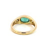 Oval Shape Natural Zambian Emerald And Diamond Engagement Ring / Collet Setting Real Emerald Women Gift Ring / 18K Gold Ring