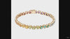 Natural Rainbow sapphire heart Shape tennis bracelet in 18K gold bezel set rainbow