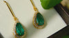Luxurious 6 carat Pear shape Natural Emerald and Diamond Teardrop DangleEarrings in 14K Gold