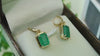 Emerald Cut Natural Emerald 14k Gold Dangle Earrings Diamond Halo Women Earring