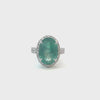 I.G.I Certified 5.50 Carats Natural Oval And Diamond Engagement Ring In 18k White Gold / Natural Diamond And May Birthstone Ring