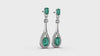 3.20 carat Oval Natural Emerald Teardrop Earrings in 14k Gold Diamond Accent Drop Style