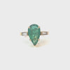 I.G.I Certified Natural Pear Emerald And Baguettes Diamond Engagement Ring / 14k Yellow Gold May Birthstone Ring For Women And Girls