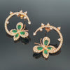 1.80 carat 14k Gold Marquise Emerald Butterfly Huggie Earrings Natural Emerald &amp; Diamond