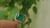 Emerald Cut Natural Emerald &amp; Diamond Halo Promise Ring in 14K Gold 4.20 Carats Fine Jewelry