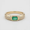 Men’s Emerald Cut Green Emerald and Diamond Ring in 14K Yellow Gold - Fine Jewelry Gift