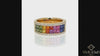Handcrafted 18K Gold Women's Full Eternity Band with Rainbow Multi Sapphire Stones