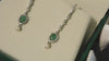 Oval cabochon Emerald Halo Dangle Earrings in Gold with Pearl Drop Elegant Gift for Her