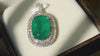 Cushion Cut Natural Emerald and Diamond Halo Pendant in 14K Gold Elegant Birthstone Jewelry