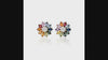 Rainbow Marquise Gemstone Flower Stud Earrings Multi-Color Floral Earrings in 14K Gold