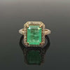 4.50 Carat Natural Emerald and Diamond Halo Ring in 14K Gold Emerald Cut Engagement Ring