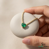 Luxury Heart Cut Emerald Necklace with Diamond Tennis Chain
