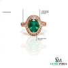 Elegant Oval Cut Natural Emerald Promise Ring with Sparkling Diamonds Accent