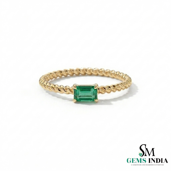 2 Karat Herzform-Smaragd- und Diamantring aus 14 Karat Gold, Smaragd-Verlobungsring