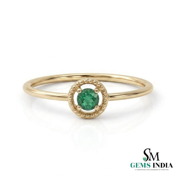 2 Karat Herzform-Smaragd- und Diamantring aus 14 Karat Gold, Smaragd-Verlobungsring