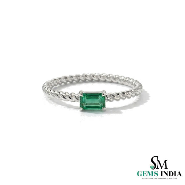 2 Karat Herzform-Smaragd- und Diamantring aus 14 Karat Gold, Smaragd-Verlobungsring
