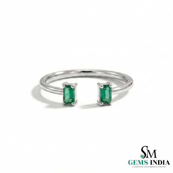 2 Karat Herzform-Smaragd- und Diamantring aus 14 Karat Gold, Smaragd-Verlobungsring