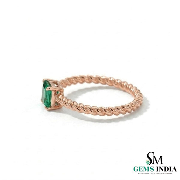 2 Karat Herzform-Smaragd- und Diamantring aus 14 Karat Gold, Smaragd-Verlobungsring