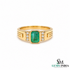 Vintage Emerald cut Emerald & Diamond Ring - Minimalist Handmade Fine Jewelry Ring