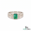 Vintage Emerald cut Emerald & Diamond Ring - Minimalist Handmade Fine Jewelry Ring