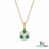 Round Emerald and Diamond Flower Pendant - Timeless Fine Jewelry