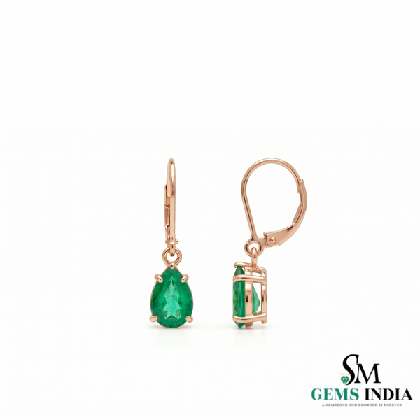 Pear Shape Emerald Drop Earrings - Fine Gemstone Jewelry