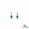 Oval Shape Natural Emerald and Diamond Stud Earrings - Fine Jewelry Gift for Her
