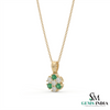 Round Emerald and Diamond Flower Pendant - Timeless Fine Jewelry