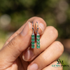 Princess Cut Emerald Dangle Earrings - Minimalist Green Gemstone Jewelry