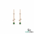 Round Natural Emerald &amp; Diamond Drop Earrings - Gift for Women