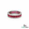 Princess Cut Ruby Eternity Ring with Diamond - Anniversary Gift Ring