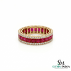Princess Cut Ruby Eternity Ring with Diamond - Anniversary Gift Ring