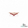 Ruby and Diamond Chevron V Ring in 14K Gold - Promise Ring for Women
