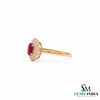 Oval Ruby Floral Halo Ring with Diamonds - Anniversary Gift for Her