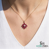 Marquise Ruby Floral Cluster Diamond Pendant Necklace - Fine Jewelry Necklace