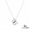 Round Emerald & Diamond Butterfly Pendant for Women - Elegant Women's Jewelry