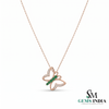 Round Emerald & Diamond Butterfly Pendant for Women - Elegant Women's Jewelry