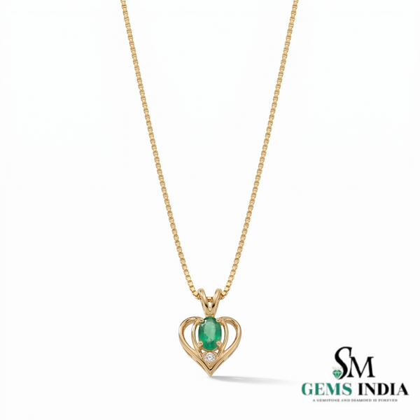 Natural Emerald Oval Heart Pendant - Fine Jewelry Gift