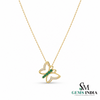 Round Emerald & Diamond Butterfly Pendant for Women - Elegant Women's Jewelry