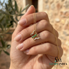 Round Emerald & Diamond Butterfly Pendant for Women - Elegant Women's Jewelry